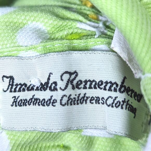 Amanda Remembered Outfit Baby Girl Sz 3m Green Polka Dot Sandal Smocked Boutique - Picture 5 of 6